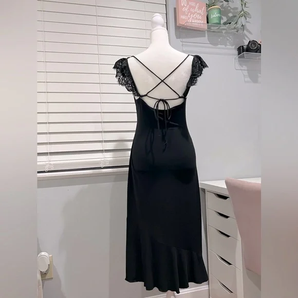 Vintage Y2K Moda International Black Midi Dress - Picture 4 of 10